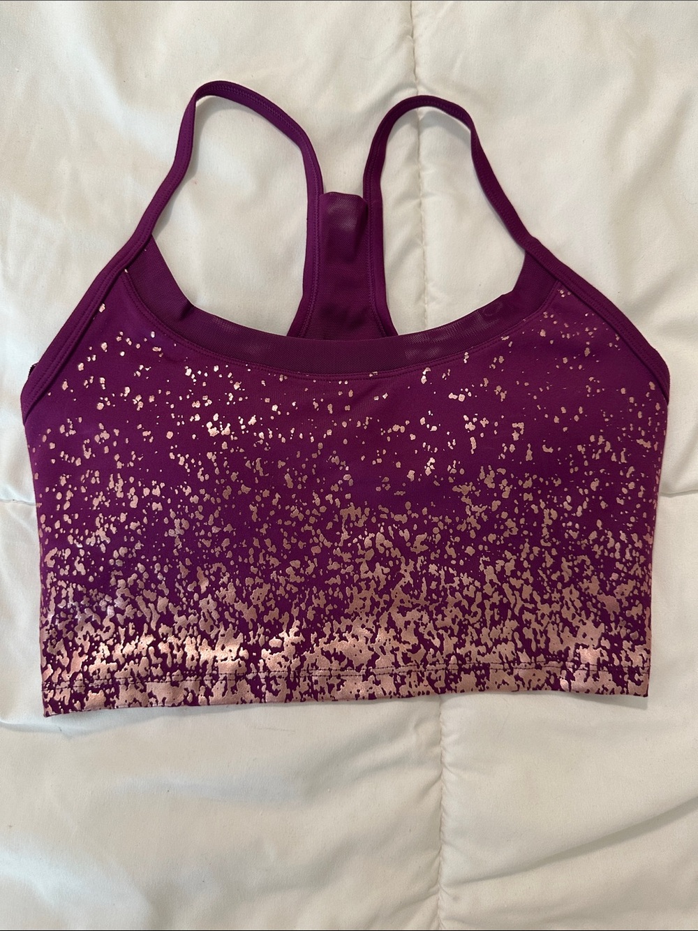 Purple Metallic Accent Racerback Sports Bralette